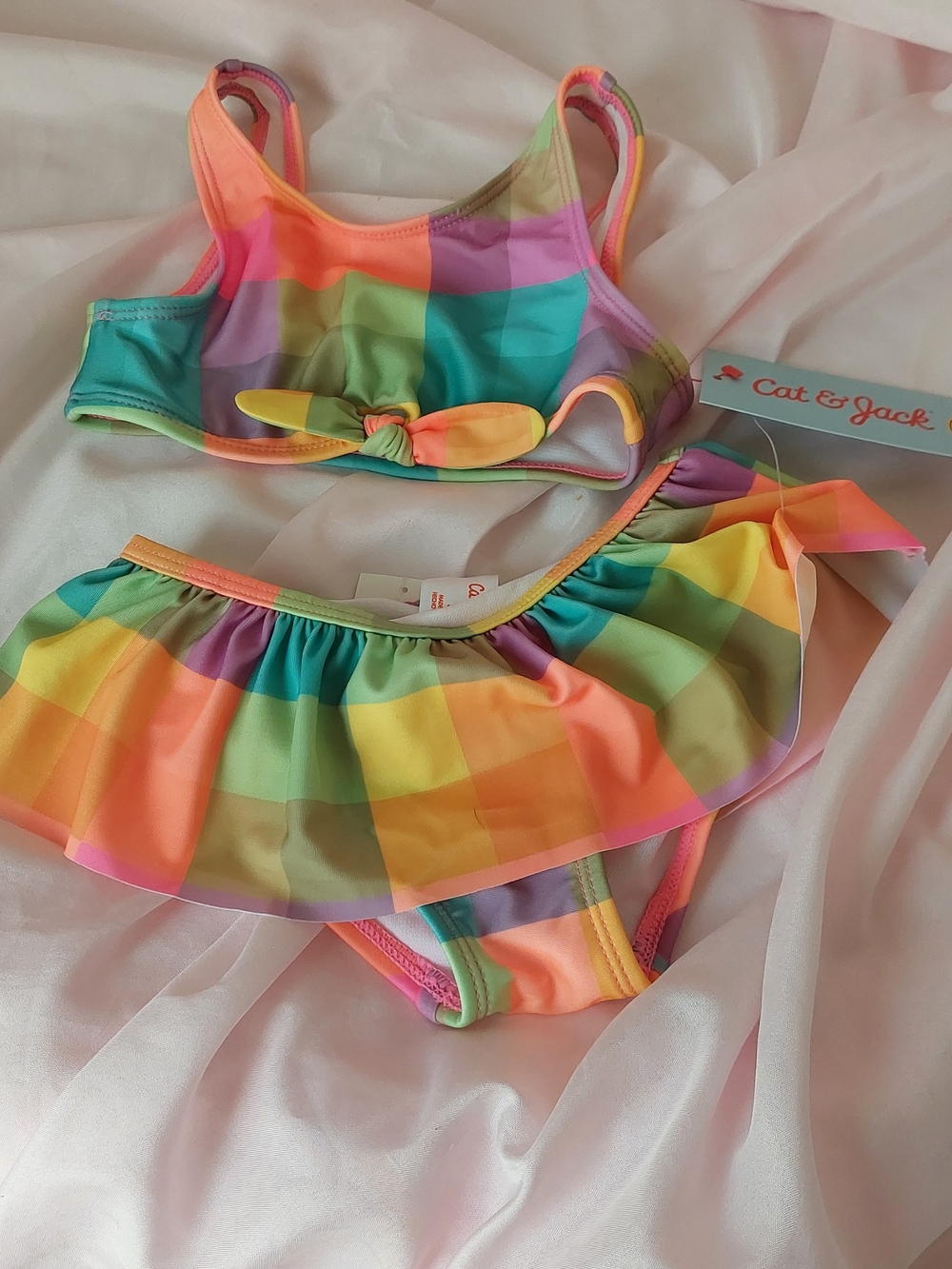 Cat & Jack Multicolor Check Two-Piece Swim Set~ Sz 2T. NWT.